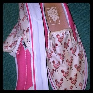 Van's flamingo slide ons